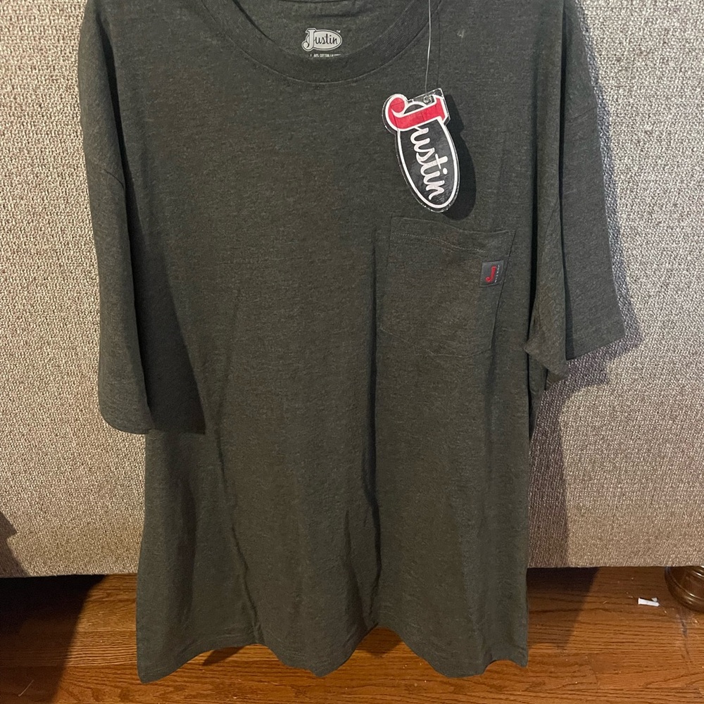 Justin Boots Gray Short Sleeve Tee Casual Comfort